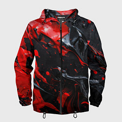 Ветровка с капюшоном мужская Красная и черная масляная краска, цвет: 3D-черный