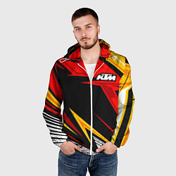 Ветровка с капюшоном мужская KTM - теплые тона, цвет: 3D-белый — фото 2