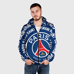Ветровка с капюшоном мужская ПСЖ надписи по кругу, цвет: 3D-черный — фото 2