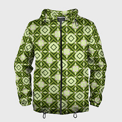Мужская ветровка Текстура из ромбов зеленая