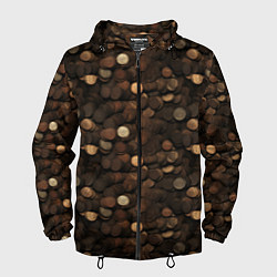 Ветровка с капюшоном мужская Монеты - паттерн, цвет: 3D-черный