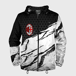Ветровка с капюшоном мужская ФК Милан - белый затёртый, цвет: 3D-черный