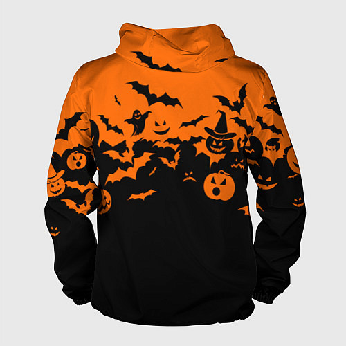 Мужская ветровка Хэллоуин тыквы и призраки / 3D-Черный – фото 2