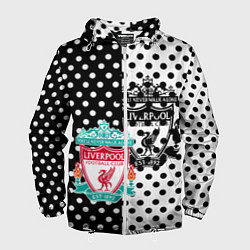 Ветровка с капюшоном мужская Liverpool черно белые точки, цвет: 3D-белый