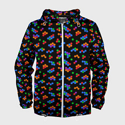 Мужская ветровка Разноцветные детали мозаики на черном