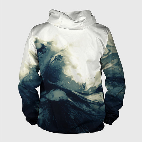 Мужская ветровка Чёрно-синие абстрактные краски / 3D-Черный – фото 2