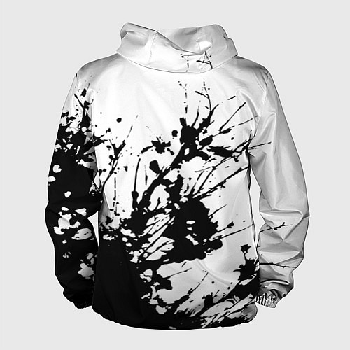 Мужская ветровка Чёрная взрывная краска на белом / 3D-Черный – фото 2