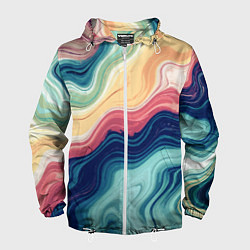 Мужская ветровка Абстрактные волнистые линии синий