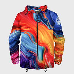 Мужская ветровка Красно-синие масляные краски смешение абстракция