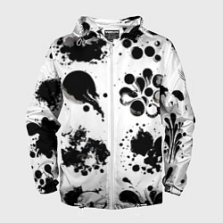 Мужская ветровка Чёрно-белые кляксы - абстракция