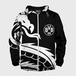 Ветровка с капюшоном мужская Borussia дракон белый, цвет: 3D-белый