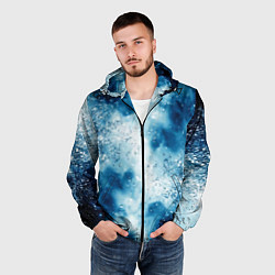 Ветровка с капюшоном мужская Тёмно-синяя дымка с серебристой крошкой, цвет: 3D-черный — фото 2