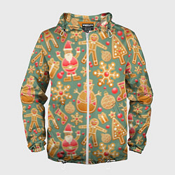 Ветровка с капюшоном мужская Имбирные пряники, цвет: 3D-белый