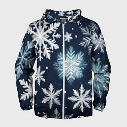 Ветровка с капюшоном мужская Снежное небо, цвет: 3D-белый