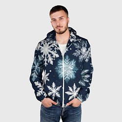 Ветровка с капюшоном мужская Снежное небо, цвет: 3D-белый — фото 2