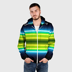 Ветровка с капюшоном мужская Neon multicolored lines, цвет: 3D-белый — фото 2