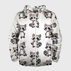 Ветровка с капюшоном мужская Много енотов, цвет: 3D-белый