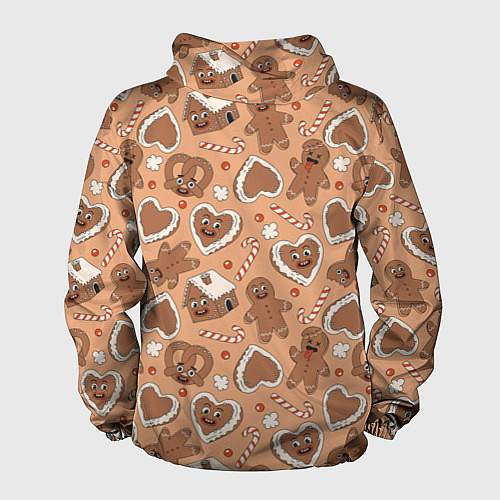 Мужская ветровка Паттерн с новогодним печеньем / 3D-Черный – фото 2