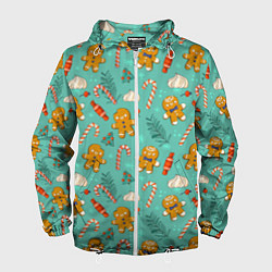 Мужская ветровка Новогодний паттерн печенье с конфетами