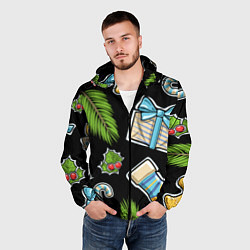 Ветровка с капюшоном мужская Christmas soul, цвет: 3D-черный — фото 2