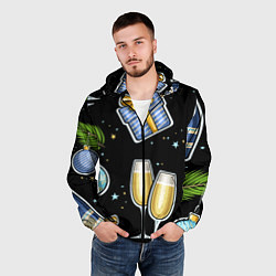 Ветровка с капюшоном мужская Новогодний вайб, цвет: 3D-черный — фото 2