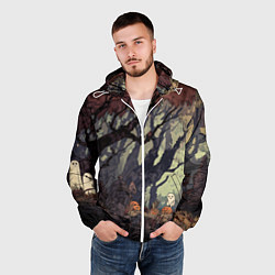 Ветровка с капюшоном мужская Призрачный лес, цвет: 3D-белый — фото 2