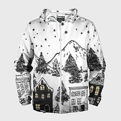 Мужская ветровка Заснеженный черно-белый город