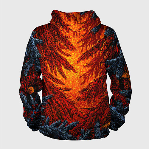 Мужская ветровка Новогодние ветки елок / 3D-Черный – фото 2