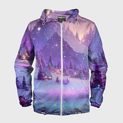 Ветровка с капюшоном мужская Новогодняя магическая атмосфера, цвет: 3D-белый