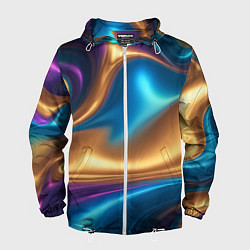 Ветровка с капюшоном мужская Сплавы разноцветные, цвет: 3D-белый