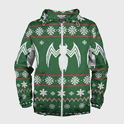 Ветровка с капюшоном мужская Рождественский свитер Венома, цвет: 3D-белый