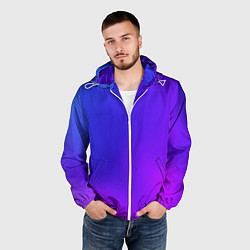 Ветровка с капюшоном мужская Color multicolored gradient, цвет: 3D-белый — фото 2