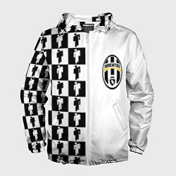 Ветровка с капюшоном мужская Ювентус паттерн люди, цвет: 3D-белый