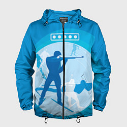 Ветровка с капюшоном мужская Биатлон, цвет: 3D-черный