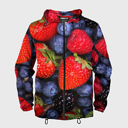 Ветровка с капюшоном мужская Berries, цвет: 3D-черный