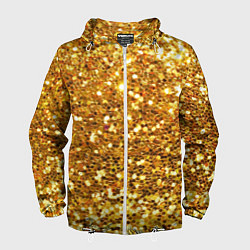 Ветровка с капюшоном мужская Золотое мерцание, цвет: 3D-белый