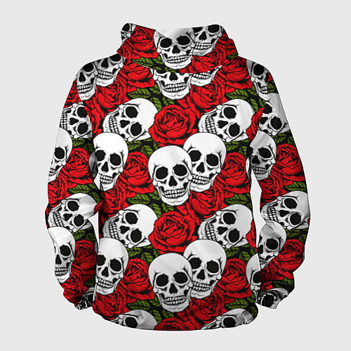 Мужская ветровка Черепа в розах / 3D-Черный – фото 2