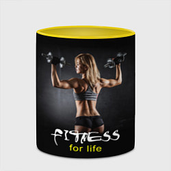 Кружка 3D Fitness for life, цвет: 3D-белый + желтый — фото 2