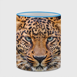 Кружка 3D Грустный леопард, цвет: 3D-небесно-голубой кант — фото 2