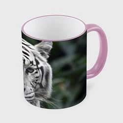 Кружка 3D Белый тигр, цвет: 3D-розовый кант