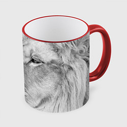 Кружка 3D Мудрый лев, цвет: 3D-красный кант