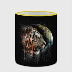 Кружка 3D Космический тигр, цвет: 3D-желтый кант — фото 2