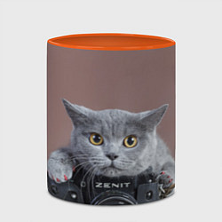 Кружка 3D Котик фотограф, цвет: 3D-белый + оранжевый — фото 2