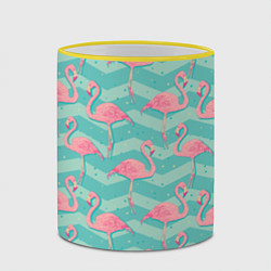 Кружка 3D Flamingo Pattern, цвет: 3D-желтый кант — фото 2