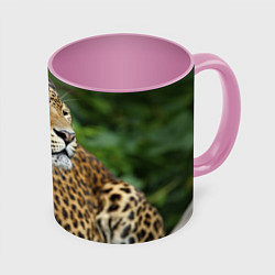 Кружка 3D Лик леопарда, цвет: 3D-белый + розовый