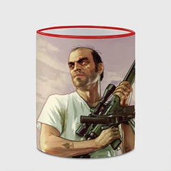 Кружка 3D GTA 5: Trevor with a gun, цвет: 3D-красный кант — фото 2
