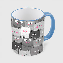 Кружка 3D Котейки 2, цвет: 3D-небесно-голубой кант