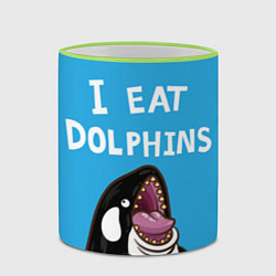 Кружка 3D I eat dolphins, цвет: 3D-светло-зеленый кант — фото 2