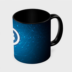 Кружка 3D Bitcoin Blue, цвет: 3D-белый + черный