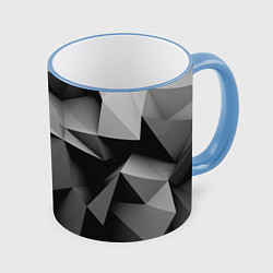 Кружка 3D Gray abstraction, цвет: 3D-небесно-голубой кант
